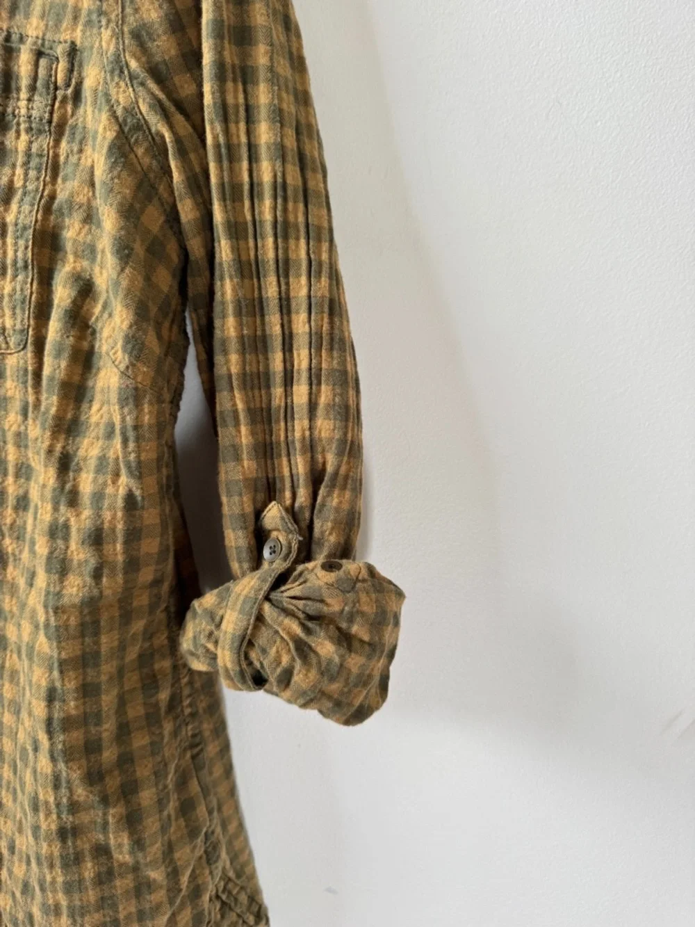 Eddie Bauer Olive Green Gingham Button-Up Shirt - Picture 4 of 8